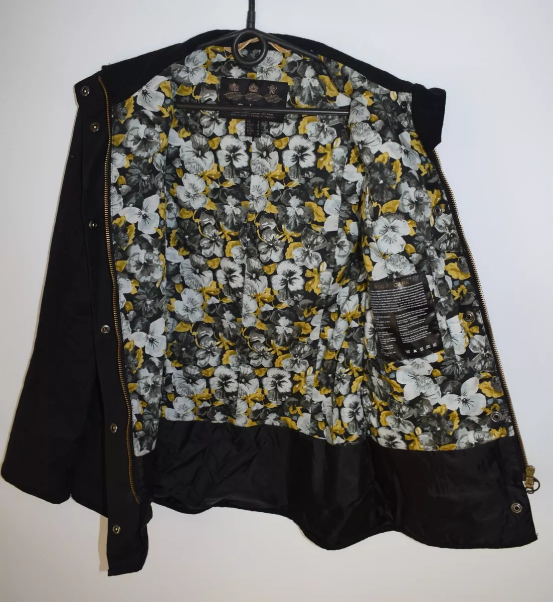 Women's Barbour Kate Liberty Utility Print Waxed Black Jacket Wax uk 8 / us 4