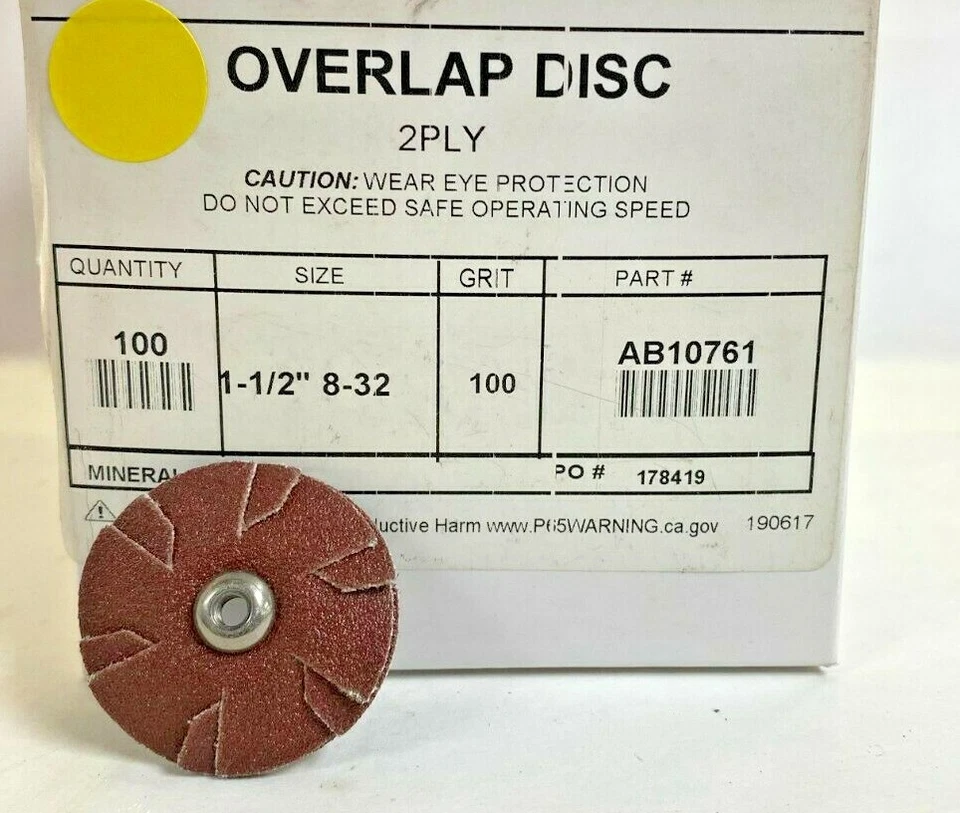 1-1/2" 100 GRIT MERIT ALUMINUM OXIDE OVERLAPPED SLOTTED DISCS AB10761 LOT OF 100 - Image 2 of 4