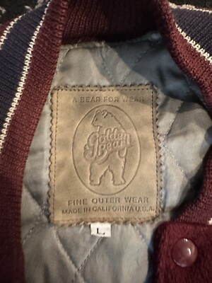 Vintage Golden Bear Leather Wool Varsity Jacket Large 80s 90s Made