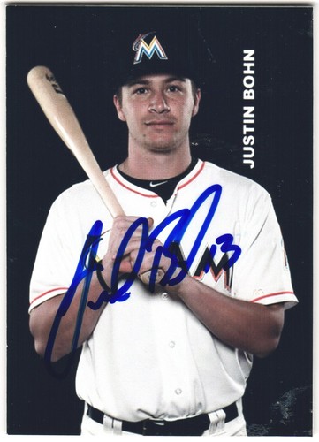 Justin Bohn handsignierte Miami Marlins hausgemachte Sammelkarte