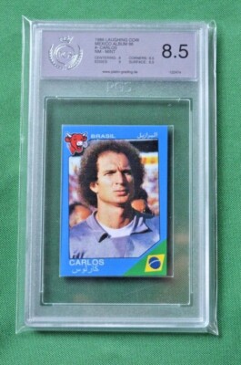 PGS 8.5 Fußball La vache qui rit WM 1986-Carlos Gallo Brasilien no Panini no PSA