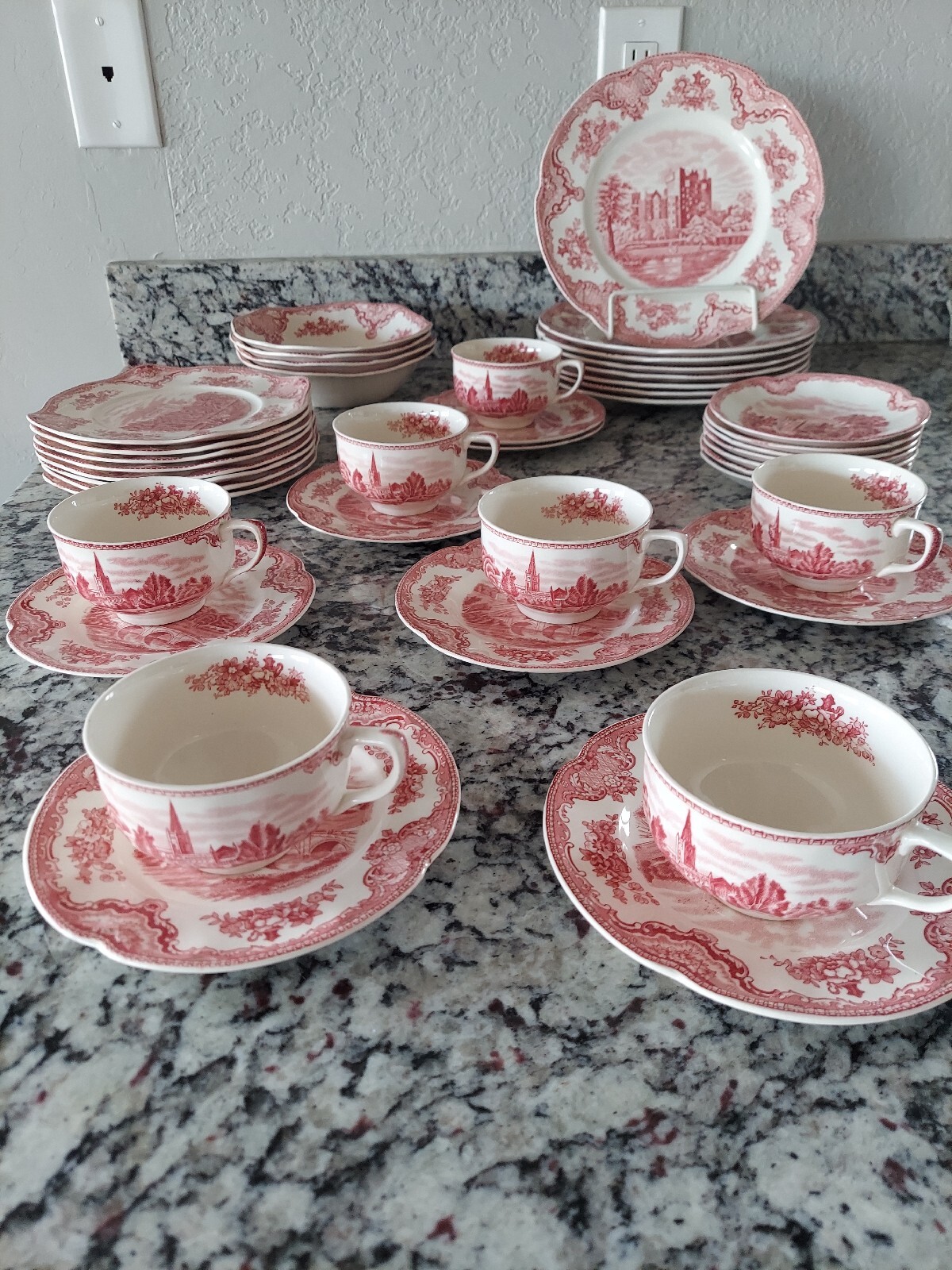 Lot Of Johnson Brothers Old British Castles Pink - 42 Serving Pieces
