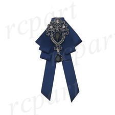 New formal ribbon Brooch Bow tie Navy blue elegant wedding adjustable straps