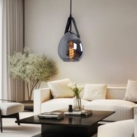 HäNgeleuchte Pendellampe Esstischleuchte Glas KüChenlampe Matt Schwarz 1 Flammig