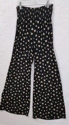  MY BELOVED Cat print palazzo Wide pants Size S Wide Elastic Waist Bohemian NWOT