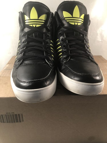 Solicitud pobreza antiguo MENS ADIDAS ORIGINALS HARD COURT HI TOP BIG LOGO TRAINERS SHOES BLK/LIME  GRN US | eBay