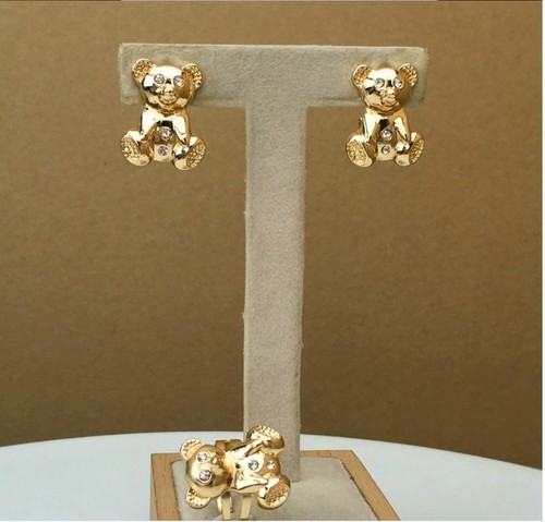 Hugs and Kisses 2 Large Teddy Bear 14k Gold Necklace Bracelet Ring Earrings 91 - Picture 24 of 27