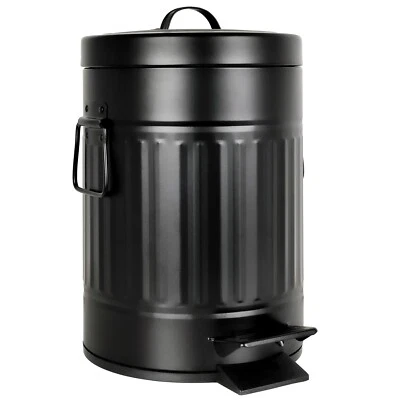 Autumn Alley Black Metal Pedal Waste Bin | 5L, 1.3 Gallon Trash Can
