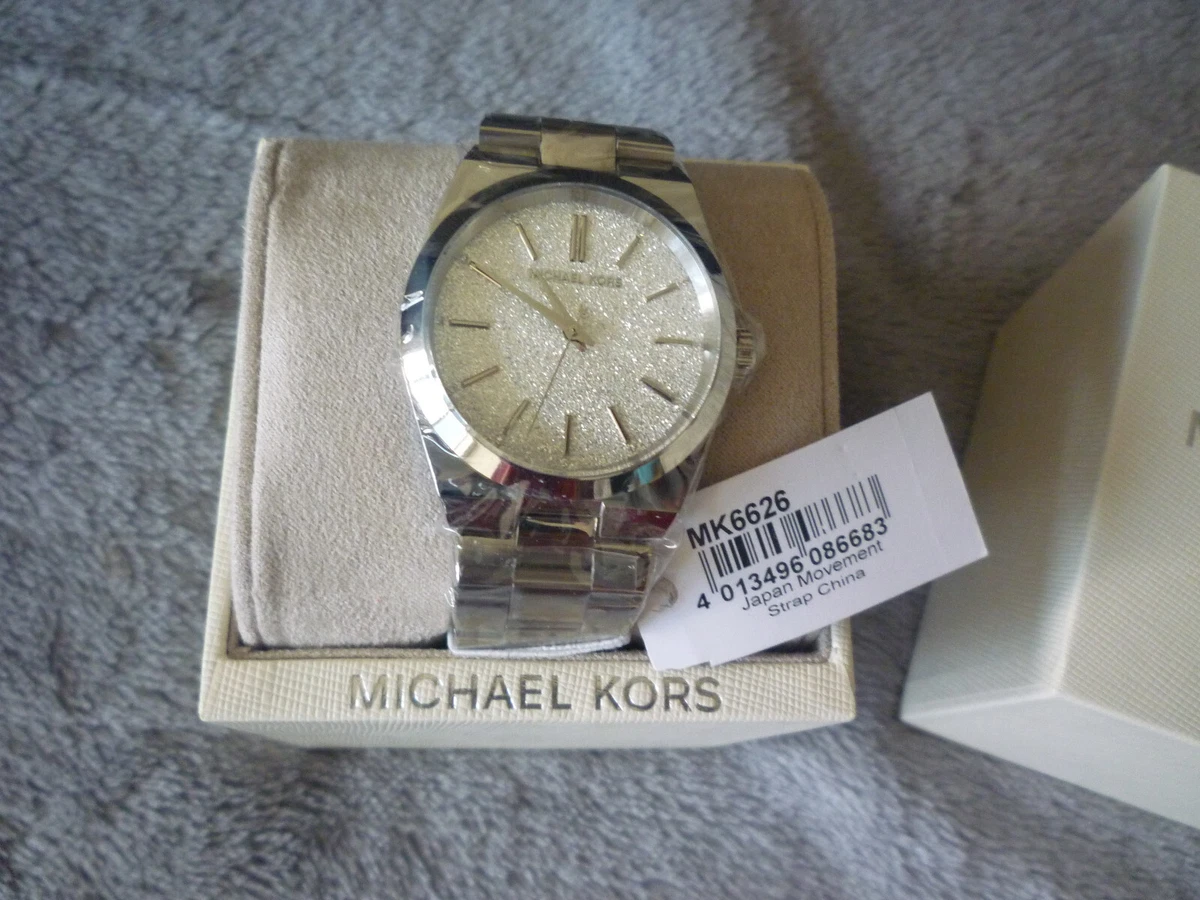 MICHAEL KORS Channing MK6626 Silver Glitter 36mm Women s Watch NEW