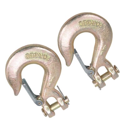 (2) 3/8'' Grade 70 Steel Heavy Duty Forged Clevis Slip Hook With Safety Latch