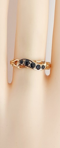 Fancy 9ct Rose Gold Sapphire Wave Half Eternity Band Ring Size L 3/4 Hallmarked - Picture 22 of 23