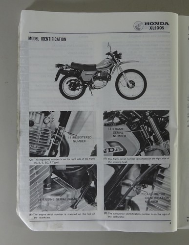 Manual De Taller Honda XL 500 S Tipo PD01 Año 1979 - Imagen 3 de 4