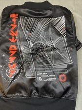 Star Wars Jacket Satin Tie Fighter Full Zip Bomber Black Print 14.5X19 Youth XS
