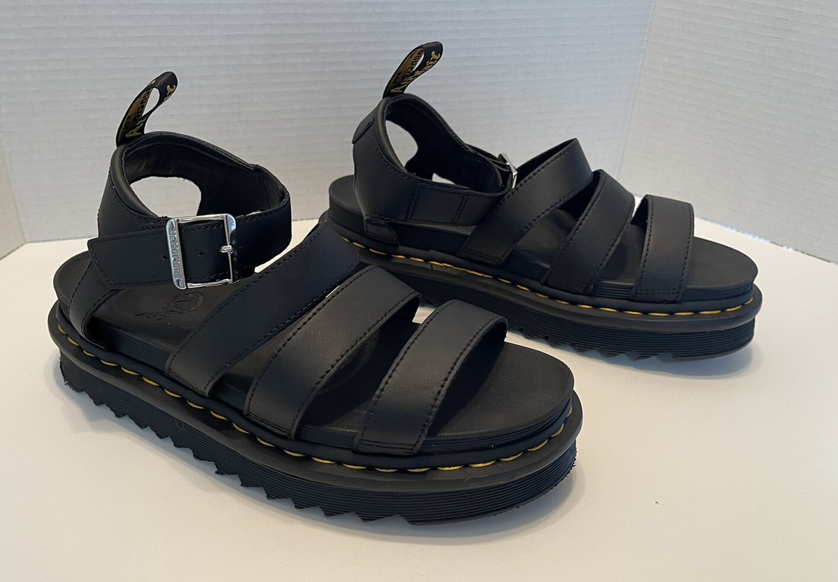 DR. MARTENS BLAIRE SANDALS BLACK HYDRO LEATHER WOMEN'S SZ 9 | eBay