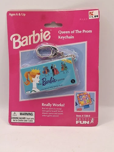 Vintage BARBIE Game KEYCHAIN 1999 ~ Queen of the Prom ~ Basic Fun #728-0 ~ NEW