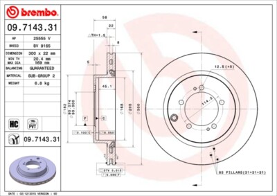 2 x BREMBO 09.7143.31 Bremsscheibe für MITSUBISHI