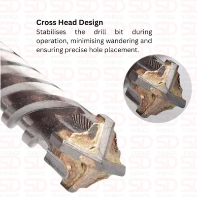 SDS PLUS Hammer Drill Bit with 4-Cross Tip Cutter Tungsten Carbide Professional