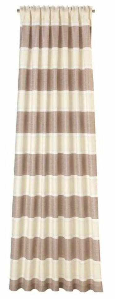 Vorhang Streifen Beige + Creme Wohnzimmer Gardine Kräuselband Schal Deko - Bild 1 von 1