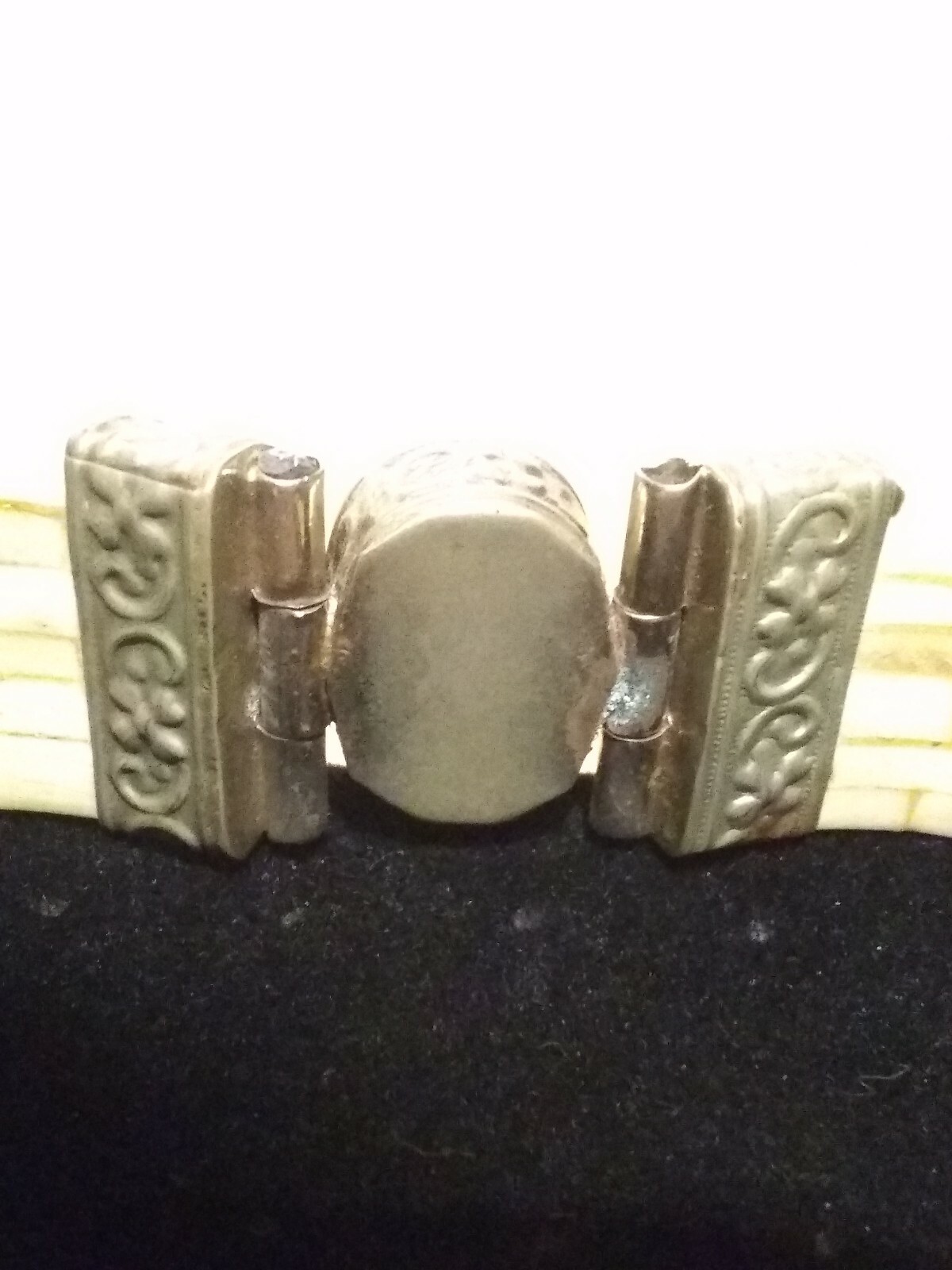 Middle Eastern Silver Malachite Stone Hinge Brace… - image 10