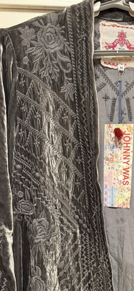 Cárdigan drapeado bordado terciopelo aplastado Johnny Was La Kayla Talla M ¡¡NUEVO CON ETIQUETAS!!️ Foto 4 de 4