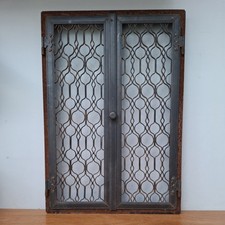 Vintage Rustic Romanian Eastern European Metal Window Frame Garden Wall Art 26"