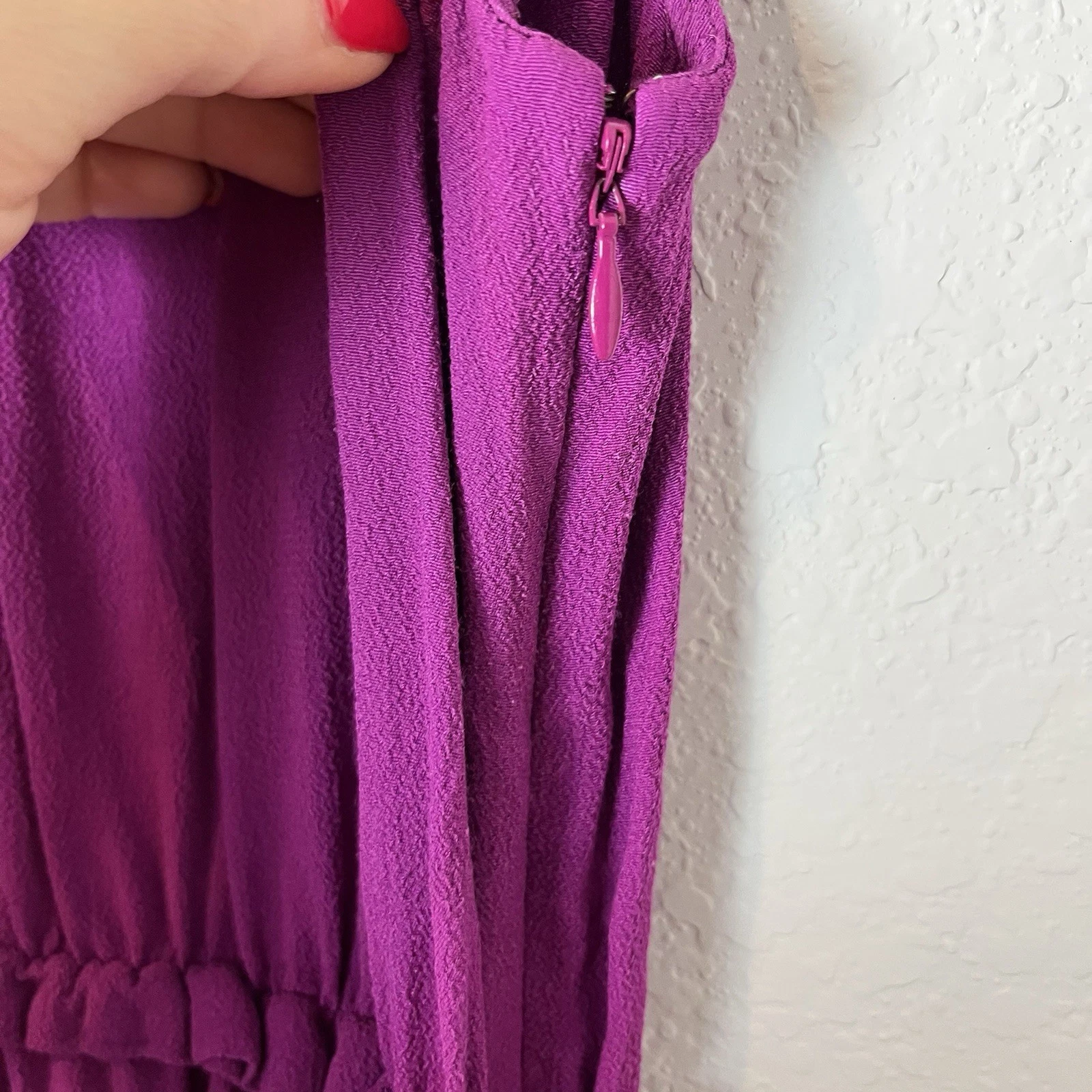 Kate Spade Katia abito crepe magenta senza maniche midi arancione cravatta taglia XL 219