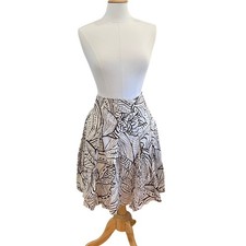 Vintage Casual Corner Chocolate Brown, Ivory A-Line Pleated Skirt Y2K, Boho, 12
