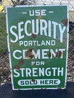 Vintage Security Portland Cement Advertising Porcelain Sign Hagerstown MD 36x24