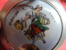 Bierkrug mit Zinndeckel und Porzellan Einsatz Schützen Liese'l  für o,5 Liter