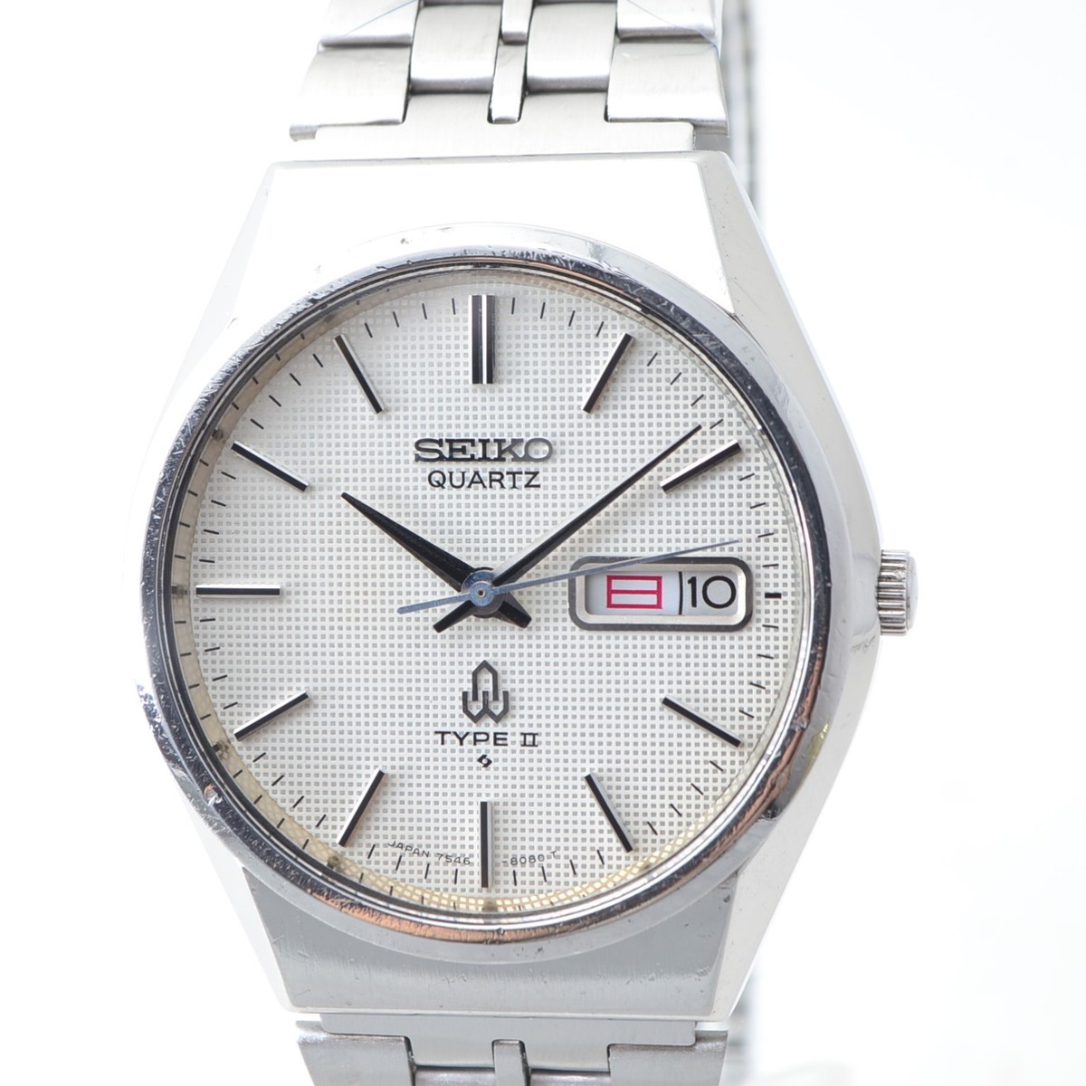 Vintage Seiko Quartz TYPE2 7546-8070 Lattice pattern Kanji /ENG 
