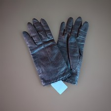 Vintage Leather Gloves Dark Brown Lined Fits Petite XXS Made In Italy Size 6.5