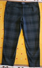 Old Navy Women's Navy White Plaid Mid Rise Pixie Cotton Stretch Ankle Pants 16R