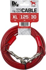 Dog Tie Out Cable 30ft, Heavy Duty Reflective Rust-Free Dog Lead up to 125lbs