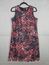 Vince Camuto Floral Cutout Sleeveless Back Zip Sheath Dress Size 6 Lace Overlay