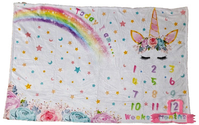 Unicorn Baby Girl Milestone Blanket Track Baby Growth Months Photo Props 0-12 Mo