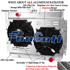 3 Row Radiator Shroud Fan For 1963-1968 Chevy Bel Air Impala El Camino Chevelle