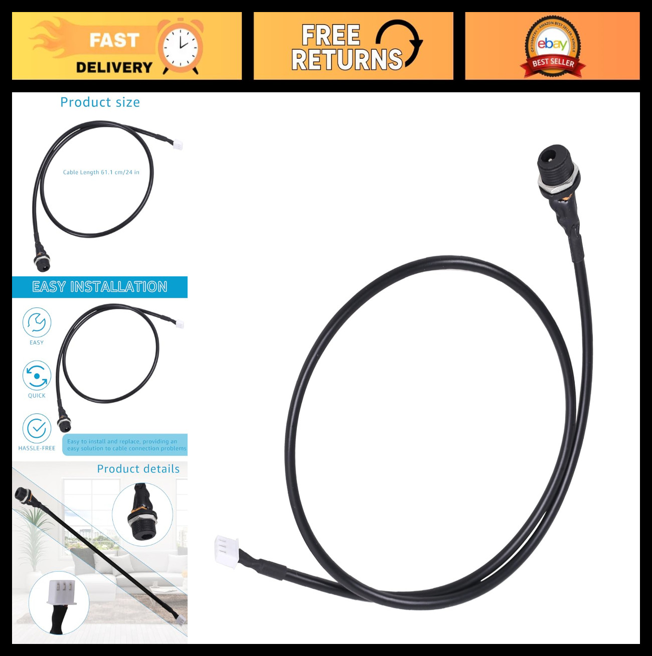 "Fitness Bike Connector Input Cable - Compatible Replacement for Schwinn Nautilu