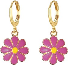 Daisy Huggie Hoop Earrings for Women Flower Dangle Drop Earrings Hypoallergenic