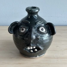 Ken Carmean Face Jug W/ Teeth Traditional Folk Art | Signed | California | 2001