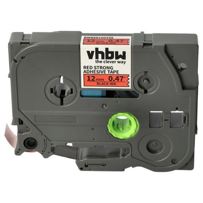 Schriftband für Brother PT 1290VP 1300 1400 1290SBVP Schwarz/Rot Stark 12mm 8m