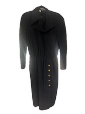 Valentino Boutique Vintage Black zip Dress Gold Buttons Great Shape! Rare!45x26”
