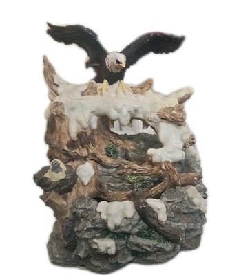  BALD EAGLE FLYING TO NEST, Bradford Exchange's Mountain PANORAMIC Resin FIGURE 