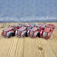 4 LOT Vintage 1950s HUBLEY KIDDIE Toys Diecast FIRE ENGINE TRUCK #473 UNRESTORED