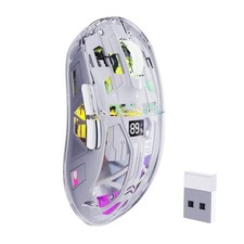 A2 White Transparent Wireless Gaming Mouse, Dual Mode, 5 DPI, RGB, Rechargeable