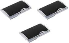Set of 3 Slim Business Card Holders With Curved Leatherette Insert