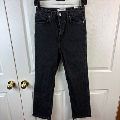 Reformation Cynthia Stretch High Rise Straight Jeans Black Button Fly Size 26