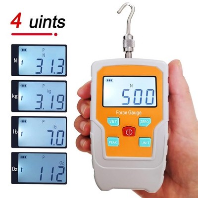 Digital Force Gauge 110LB 500N Push Pull Tester Peak Mode with 6 Probes