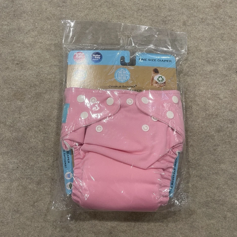 Pañales de tela reutilizables lavables Charlie Banana Baby rosa talla única 7-35 libras Foto 2 de 4