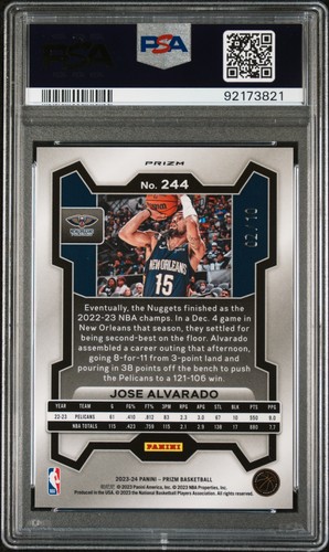 2023 Panini Prizm #244 Jose Alvarado Gold Shimmer Fotl Prizm /10 PSA 10 - Picture 2 of 2
