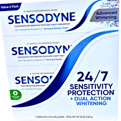 Sensodyne Advanced Whitening Toothpaste 4 Pack x 6.5 Oz EXP 05/2028